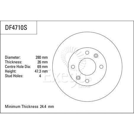 TRW Disc Brake Rotor 280mm x 24.4 min