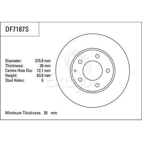 TRW Disc Brake Rotor 275.8mm x 26 min