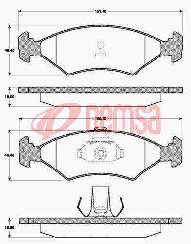 Remsa FDB1081 E FRONT DISC BRAKE PADS - FORD KA VENTD DISC F 96-