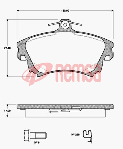 Remsa FRONT DISC BRAKE PADS - MITSUBISHI COLT 06-13 DB1381 E