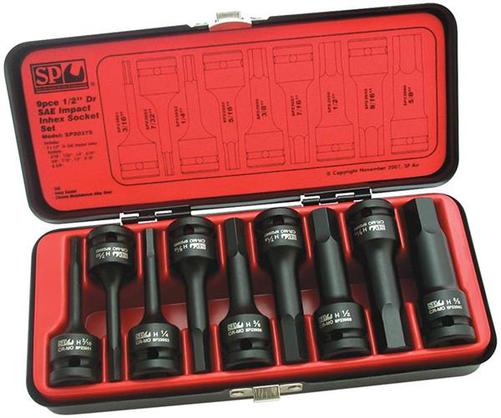 SP Tools S/SET IMPACT 1/2 DR INHEX 9 PCE SAE
