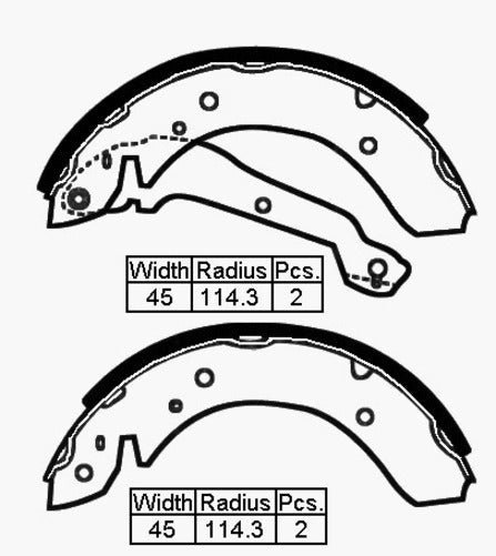 Remsa BRAKE SHOE SET REAR  FORD CORTINA MK 5 80-83 228mm