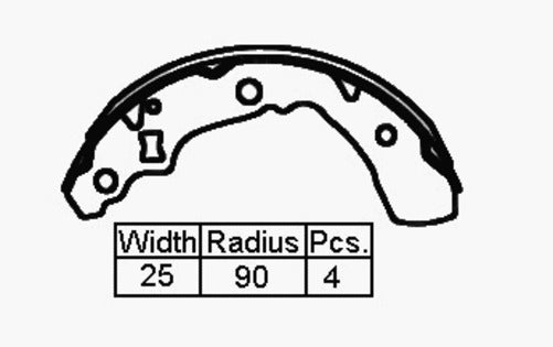 TINKR BRAKE SHOE REAR DAIHATSU CHARADE G102  87-  180 x 25mm