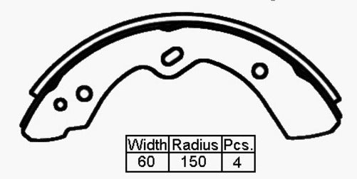 VETTO BRAKE SHOE FRONT FORD TRADER 0409 81- 300 x 60mm