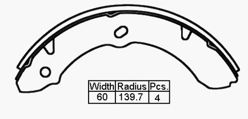 VETTO BRAKE SHOE F/R ISUZU ELF 84 -    279 X 60MM