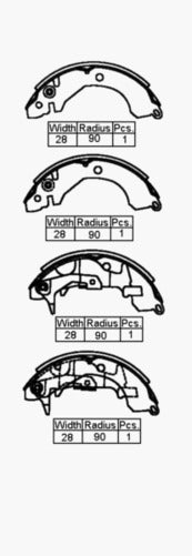 TINKR BRAKE SHOE REAR - MITSUBISHI MIRAGE NO H/B LEVERS 180 x 28m