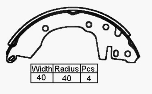 TINKR BRAKE SHOE REAR - MITSUBISHI CHARIOT 83-91 228 x 40mm