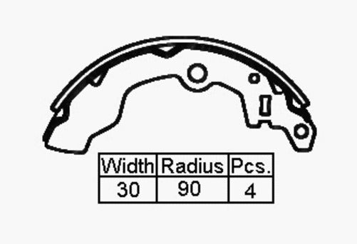 NZBC BRAKE SHOES 180X30MM