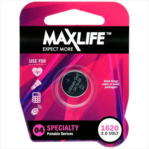 MAXLIFE BATTERY LITHIUM BUTTON CELL CR1620 SINGLE