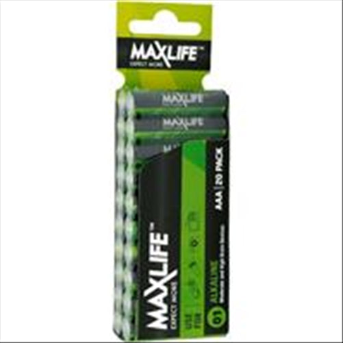 MAXLIFE BATTERY ALKALINE AAA - 20 PACK