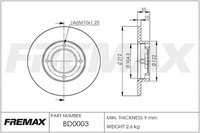 FREMAX BRAKE ROTOR SOLID PAIR FRONT BD-0003