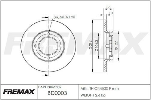 BRAKE ROTOR SOLID PAIR FRONT BD-0003