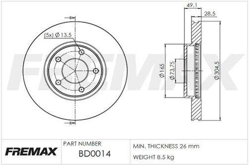 FREMAX CARBON PLUS BRAKE ROTOR FRONT BD-0014