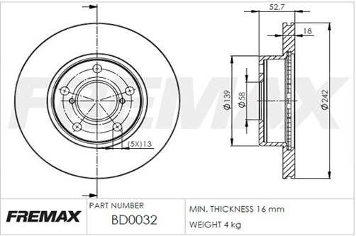 FREMAX BRAKE DISC FRONT PAIR BD-0032