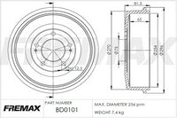 FREMAX BRAKE DRUM EACH REAR BD-0101