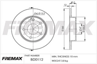 FREMAX BRAKE ROTOR SOLID PAIR FRONT BD-0112