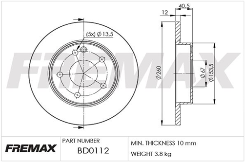BRAKE ROTOR SOLID PAIR FRONT BD-0112