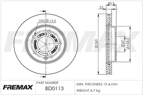 FREMAX BRAKE ROTOR VENTED PAIR FRONT BD-0113