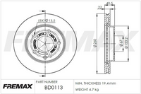 FREMAX BRAKE ROTOR VENTED PAIR FRONT BD-0113