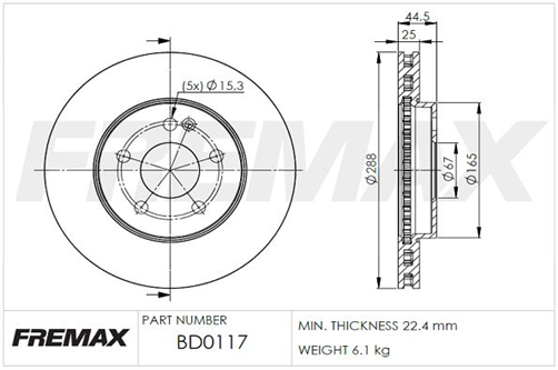 FREMAX BRAKE ROTOR VENTED PAIR FRONT BD-0117