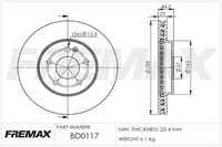 FREMAX BRAKE ROTOR VENTED PAIR FRONT BD-0117