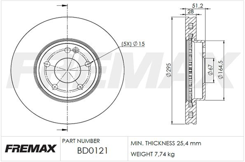 FREMAX BRAKE ROTOR VENTED PAIR FRONT BD-0121