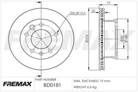 FREMAX BRAKE ROTOR VENTED EACH FRONT BD-0181