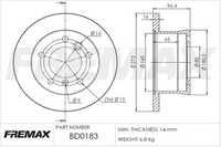 FREMAX BRAKE ROTOR SOLID EACH REAR BD-0183