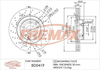 FREMAX BRAKE ROTOR VENTED EACH FRONT BD-0419