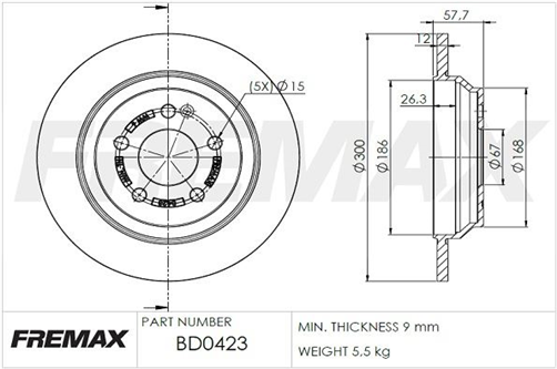 FREMAX BRAKE ROTOR SOLID PAIR REAR BD-0423