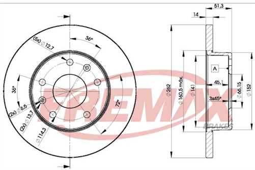 FREMAX BRAKE ROTOR SOLID PAIR FRONT BD-0903