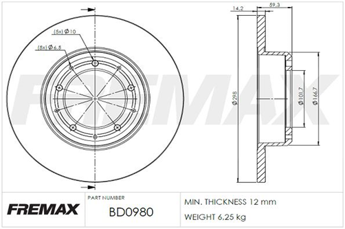 FREMAX BRAKE ROTOR SOLID PAIR REAR BD-0980