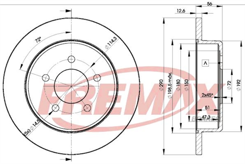 FREMAX BRAKE ROTOR SOLID PAIR CHRYSLER VOYAGER REAR BD-1023