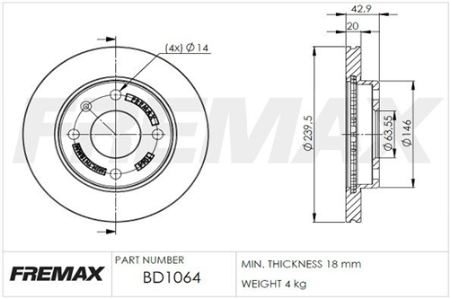 FREMAX BRAKE DISC FRONT PAIR BD-1064