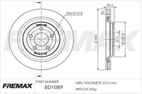FREMAX BRAKE DISC REAR PAIR BD-1089