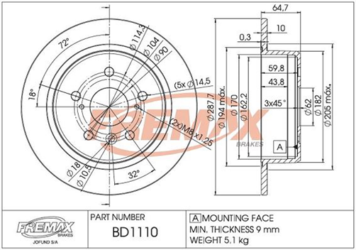 FREMAX BRAKE DISC REAR PAIR BD-1110