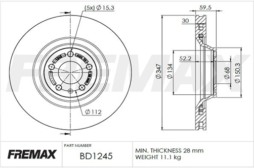 FREMAX BRAKE ROTOR VENTED EACH FRONT BD-1245
