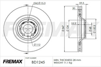 FREMAX BRAKE ROTOR VENTED EACH FRONT BD-1245