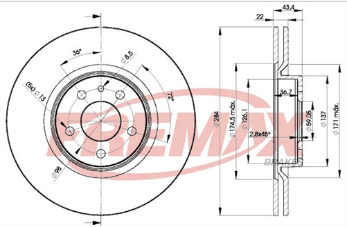 FREMAX BRAKE ROTOR VENTED PAIR FRONT BD-1548