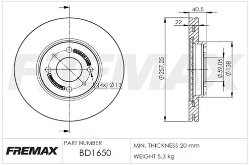 FREMAX BRAKE ROTOR VENTED PAIR FRONT BD-1650