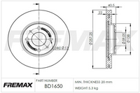 FREMAX BRAKE ROTOR VENTED PAIR FRONT BD-1650