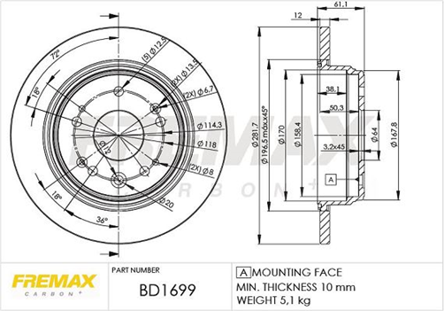 FREMAX BRAKE ROTOR SOLID PAIR REAR BD-1699