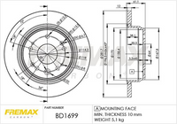 FREMAX BRAKE ROTOR SOLID PAIR REAR BD-1699