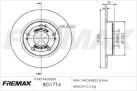 FREMAX BRAKE ROTOR SOLID PAIR REAR HONDA CIVIC BD-1714