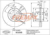 FREMAX BRAKE ROTOR VENTED PAIR FRONT BD-2048