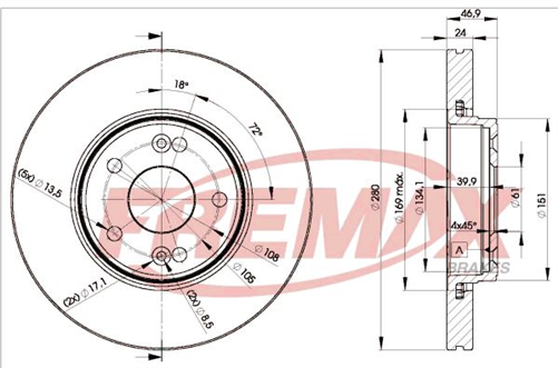 FREMAX BRAKE ROTOR VENTED PAIR FRONT BD-2234
