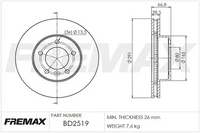 FREMAX BRAKE DISC FRONT PAIR JAGUAR SOVEREIGN BD-2519