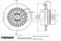 FREMAX BRAKE ROTOR VENTED EACH REAR BD-2645
