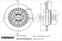 FREMAX BRAKE ROTOR VENTED EACH REAR BD-2646