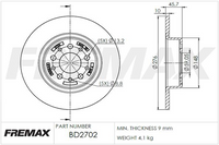FREMAX BRAKE ROTOR SOLID PAIR REAR BD-2702
